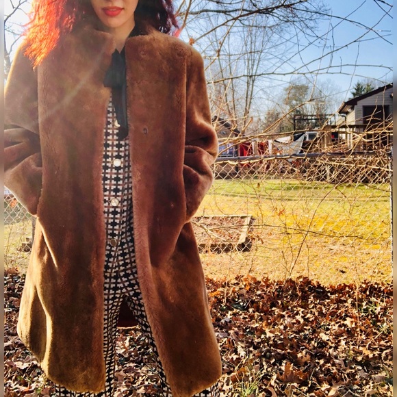 Vintage Teddy Bear Coat Dyed Lamb Fur Winter - Picture 2 of 8